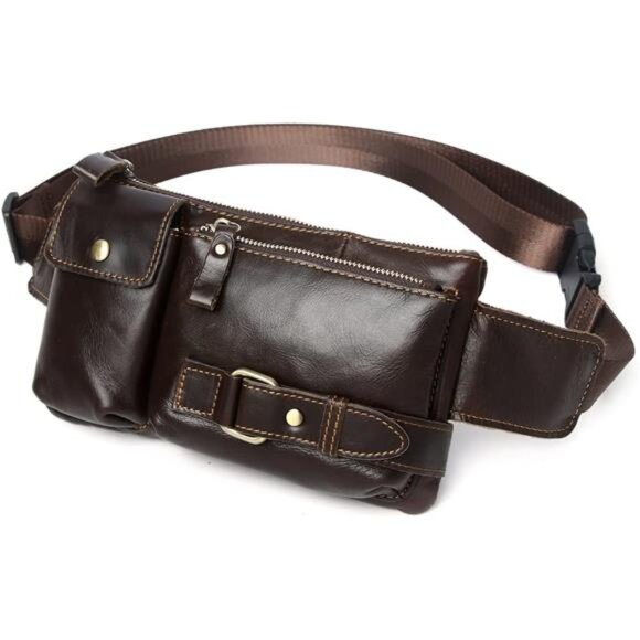 Real Leather Waist Bag, Fanny Pack Coffee3